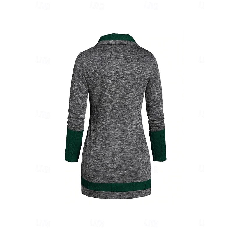 Women's Sweater Casual Soft Color Block Cable Turtleneck Knitted Long Sleeve Regular Tops Knit Outdoor Daily Weekend Black Purple Fall Winter3