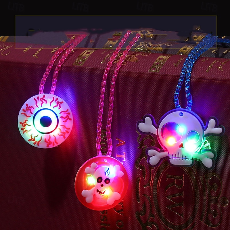 12 Pcs Halloween Party Favors for Kids Random Styles LED Light Up Necklaces Halloween Toys Gifts Spider Ghost Glow in the Dark Trick or Treat Toys Party Supplies Halloween Treat Goodie Bag Fillers