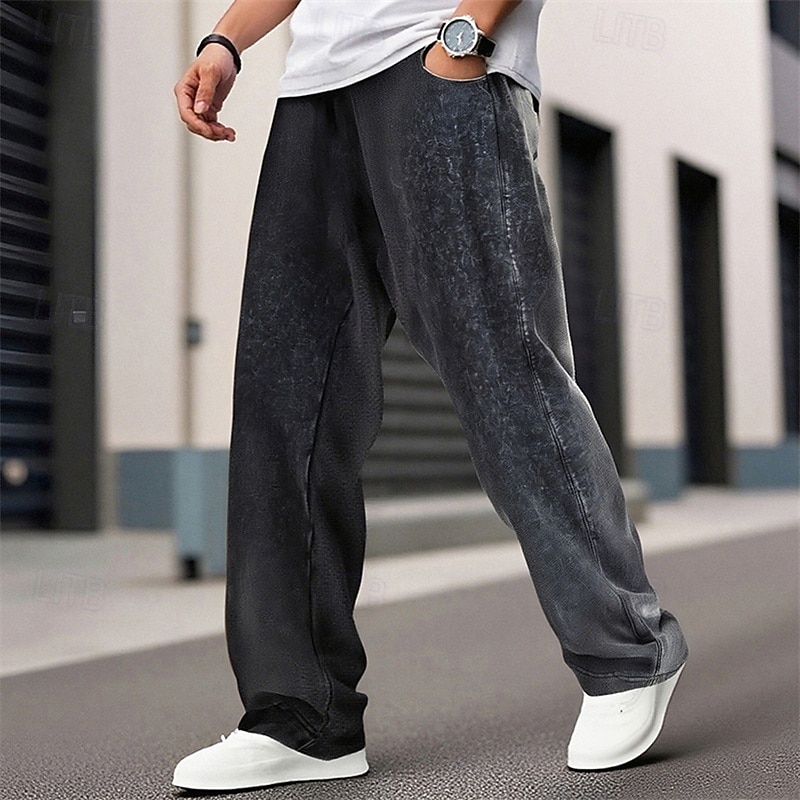 Men's Sweatpants Trousers Straight Leg Sweatpants Drawstring Pocket Elastic Waist Plain Comfort Sports Outdoor Daily Fashion Casual Black Rose Red Micro-elastic3