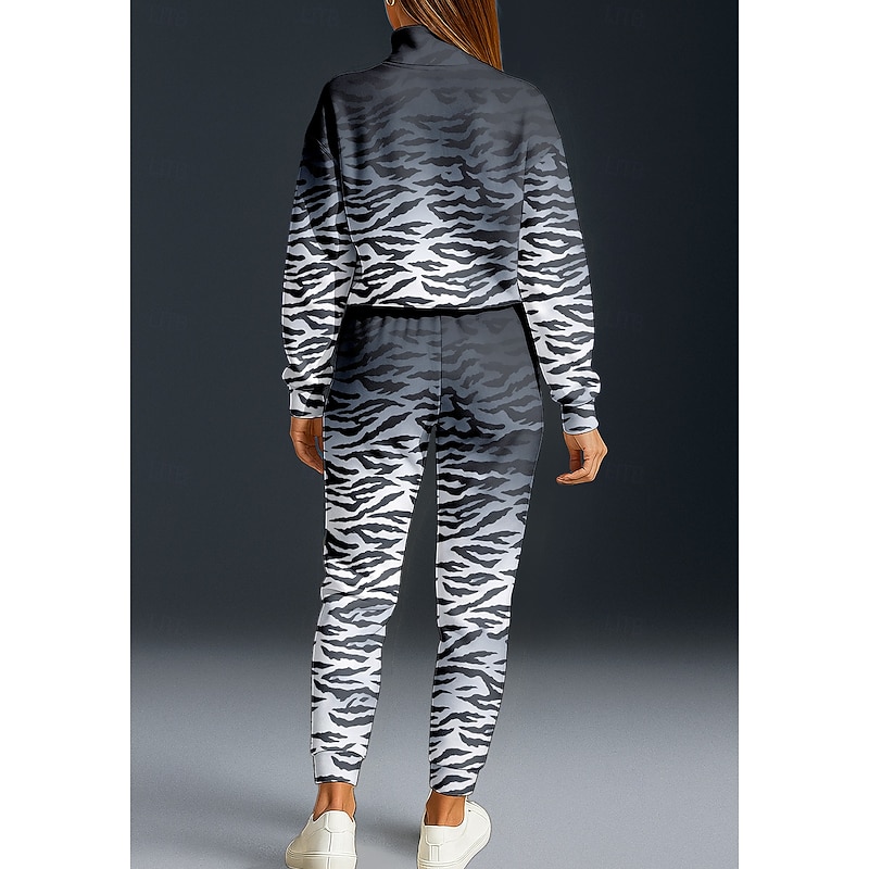 Women's Sweatshirt Tracksuit 2 Piece Tracksuit Baggy Color Gradient Clothing Suit Fall Dark Gray Vocation Outdoor Travel Lightweight Fashion Long Sleeve Sport Activewear Micro-elastic Regular Fit2