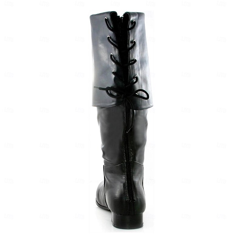 Medieval Renaissance Shoes Knee High Boots Flat Jazz Boots Pirate Viking Crusader Fancy Dress Men's Unisex Celtic Pirate Halloween Masquerade Performance Event / Party LARP Adults' Shoes3