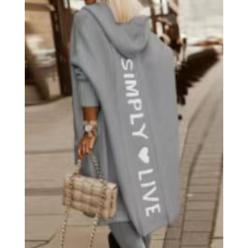 Women's Sweater Cardigan Streetwear Casual Solid Color Cable Hooded Pocket Knitted Long Sleeve Long Tops Knit Daily Going out Weekend White Pink Fall Winter4