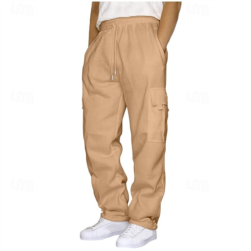 Men's Cargo Sweatpants Sweatpants Trousers Drawstring Pocket Elastic Waist Plain Comfort Sports Outdoor Daily Fashion Casual Black White Micro-elastic2