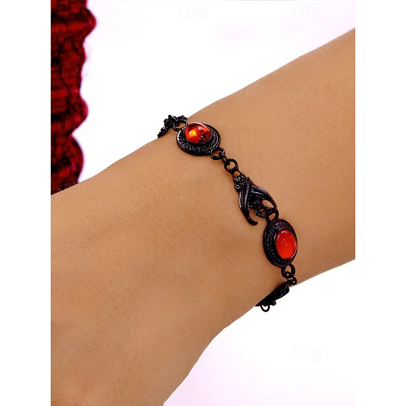 Women's Halloween Gothic Jewelry Set – Vintage Black and Red Necklace and Bracelet Costume Accessories for Parties, Cosplay and Night Events4