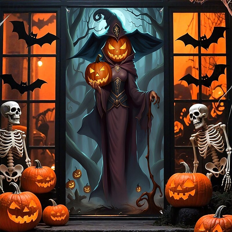 Halloween Posters Door Cover Outdoor Banners Skeleton 3D Fantasy Dark Punk Gothic Style Party Dorm Teens Room College Dorm Guys Man Cave Frat Bedroom Shooting Backgrounds Home Decor4