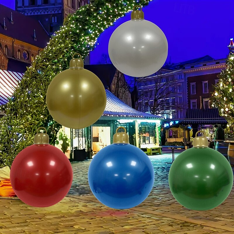 Christmas Outdoor Inflatable Decorated Ball 60cm(23.6Inch) Xmas Huge Large Ornaments for Tree Yard Lawn Garden Porch Blow Up Balls Ornaments with Pump3