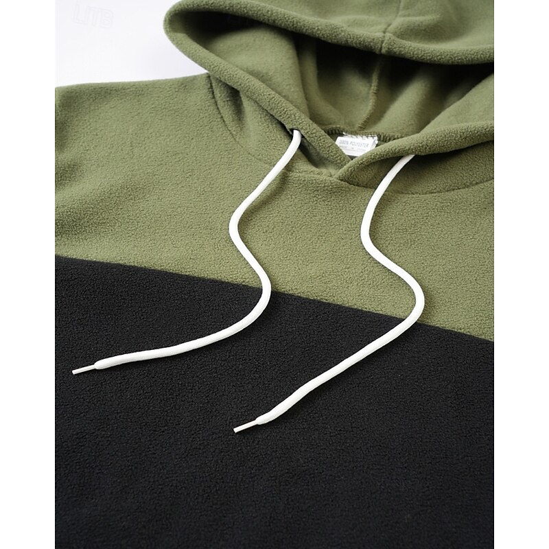 Men's Hoodie Fleece Hoodie Black Army Green Red Beige Hooded Color Block Patchwork Pocket Sports & Outdoor Daily Holiday Polyester Streetwear Basic Casual Fall Winter Clothing Apparel Hoodies4
