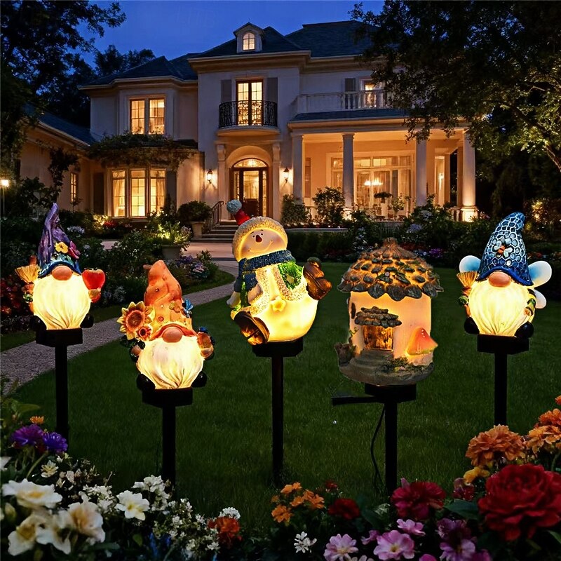 Led Solar Outdoor Lawn Light Resin Floor Plug Cartoon Animal Decoration Garden Courtyard Landscape Light  1PC