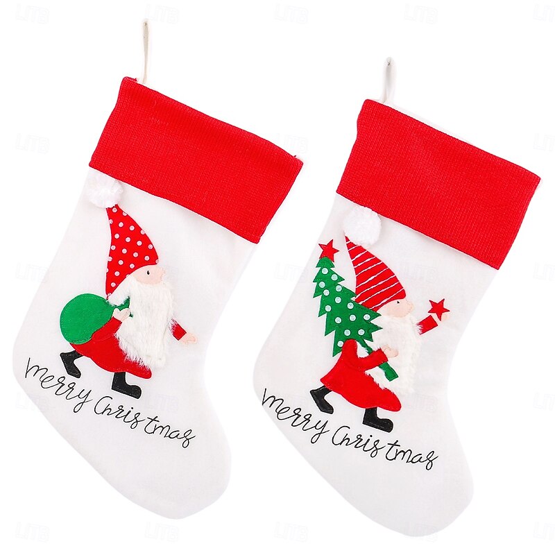 1 PC Christmas Stocking Candy Gift Bag For Kids Holiday Party Decoration Santa Claus Tree Hanging Ornament Christmas Candy Holder Present Pouch3