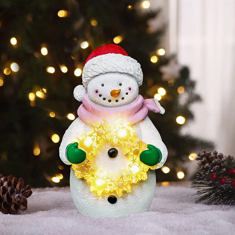 Christmas LED luminous Santa Claus snowman reindeer resin Figure Indoor bedroom study dining room desktop decorative light ornament light AAA battery 6 * 3inch3