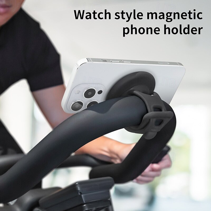 Magnetic Mount Gym Phone Holder Adjustable Strap Steering Wheel Phone Mount2