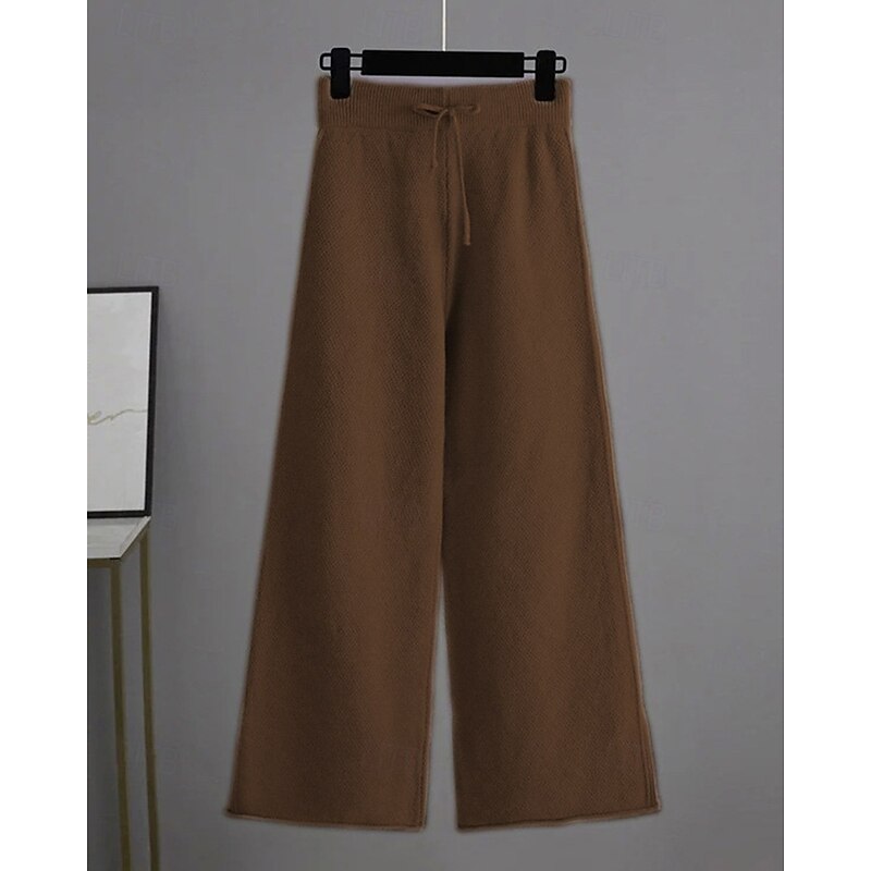 Women's Fashion Streetwear Sweater Pants Sets Bolero Top Long Sleeve Crew Neck Solid Color Drawstring Outdoor Work Casual Black Red Brown Fall Regular Fit2