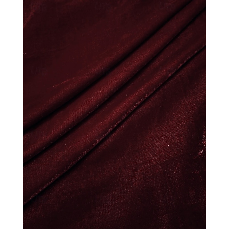 Burgundy Cape Dress Mermaid / Trumpet Stretch Velvet Evening Gown Elegant Formal Dress Formal Wedding Floor Length Sleeveless Gold Sequined with Ruched Beading 20253