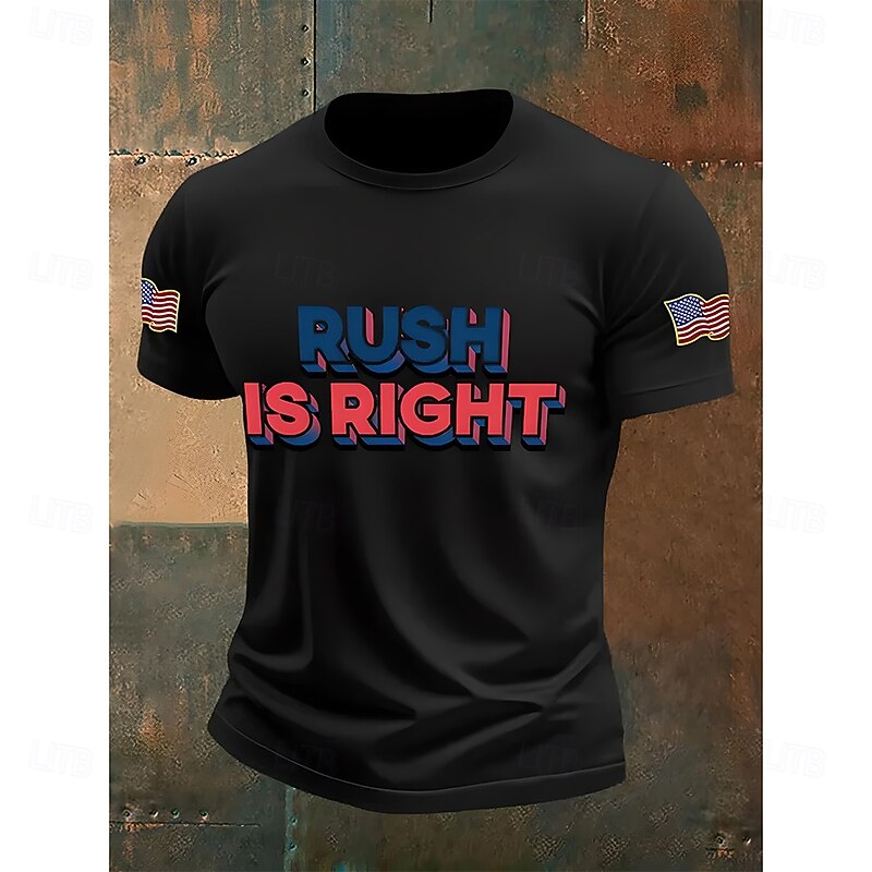 Men's Quotes & Sayings American Flag Short Sleeve Shirt T shirt Tee Tee Top Short Sleeve T shirt 3D Print Crew Neck Shirt Fashion Designer Casual Vacation Daily Holiday Black White Red All Seasons2