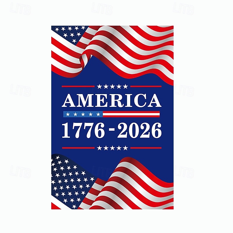 1776-2026 USA 250th Anniversary Garden Flag, Patriotic American Outdoor Decoration Banner for Independence Day, Yard, Porch, or House