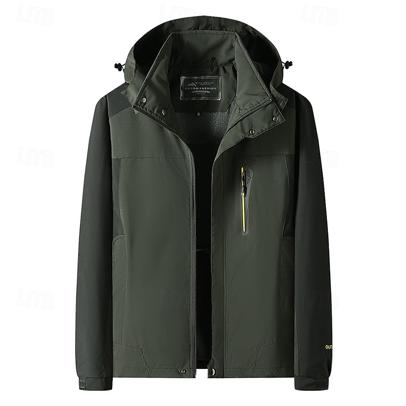 Men's Softshell Jacket Hiking Jacket Thermal Jacket Outdoor Waterproof Windproof Hiking Outfits Hiking Clothes Winter Autumn / Fall Top Camping / Hiking / Caving Running Patchwork Black Army Green Red2