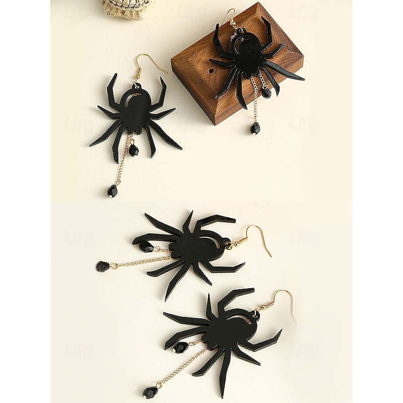 Women's Halloween Spider and Bat Drop Earrings – Gothic Punk Alloy Dangle Jewelry for Costume Parties, Cosplay and Night Outfits3