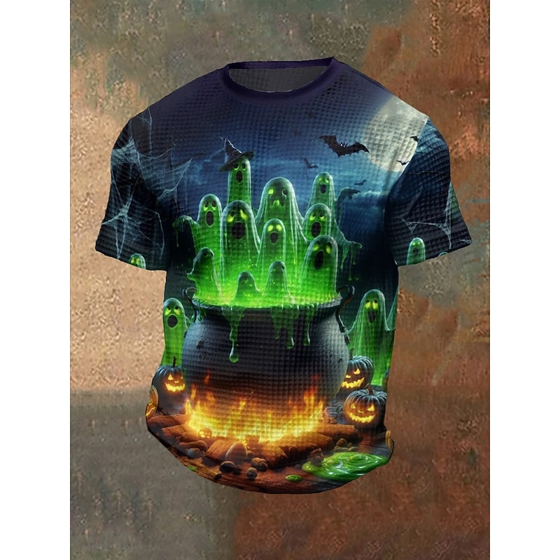 Men's Halloween Shirt Pumpkin Bat Crewneck Clothing Apparel 3D Print Outdoor Holiday Theme Party Halloween Party Short Sleeve Print Vintage Halloween2