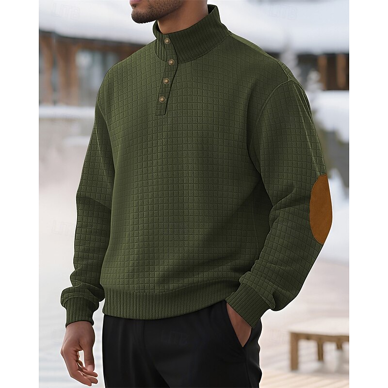 Men's Sweatshirt Black White Army Green Khaki Gray Henley Color Block Jacquard Patchwork Sports & Outdoor Daily Holiday Polyester Streetwear Basic Casual Spring Fall Clothing Apparel Hoodies2