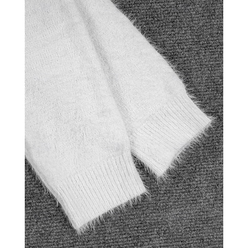 Women's Sweater Cardigan Elegant Fashion Streetwear Pure Color V Neck Pocket Knitted Long Sleeve Regular Tops Knit Outdoor Daily Weekend White Fall Winter4