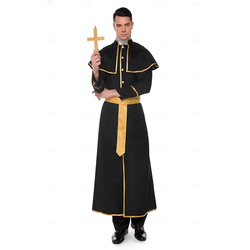 Priest Halloween Outfits Fancy Costume Religious Cosplay Adults' Men's Halloween Carnival Performance Party Easy Halloween Costumes Dress Up