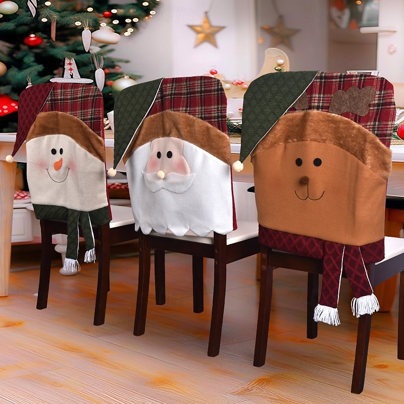 Christmas Chair Covers, Faceless Santa Chair Back Slipcovers, Burlap Holiday Chair Decoration, Cozy Festive Dining Chair Cover, Xmas Home Decor