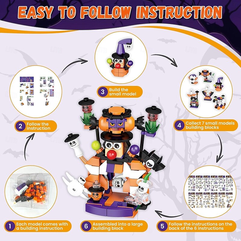 Halloween Advent Calendar 2025 Building Toy Set for Kids Adult Teens, 24 days Halloween Countdown Calendar, Building Blocks Set Surprise Toys Gift2