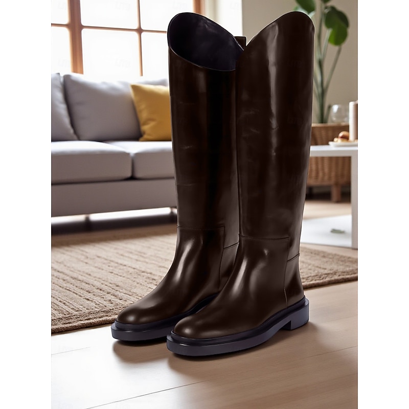 Women's Premium Leather Riding Boots Classic Knee High Equestrian Style Footwear for Outdoor Activities and Fashion Outfits