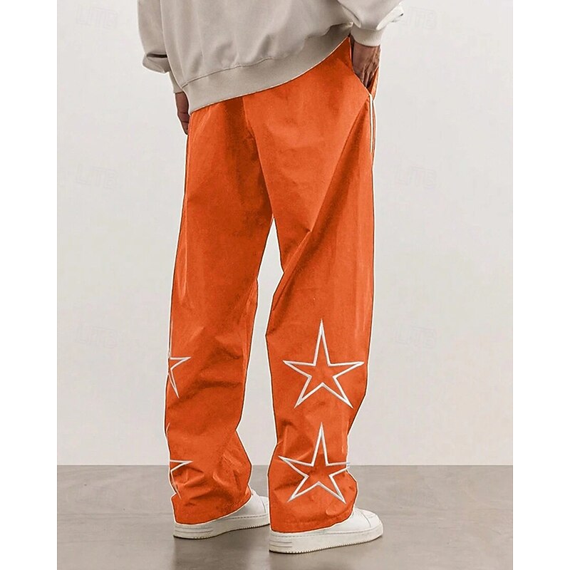 Men's Trousers Tech Pants Casual Pants Drawstring Pocket Elastic Waist Star Comfort Sports Outdoor Daily Fashion Casual Black Navy Blue Micro-elastic