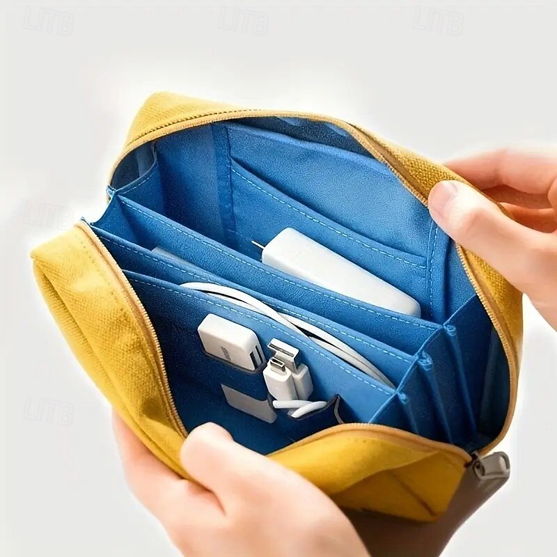 Colorblock Multi-Compartment Pouch – Large Capacity Cosmetic Bag and Stationery Organizer, Perfect for Makeup, Cables, and Accessories4