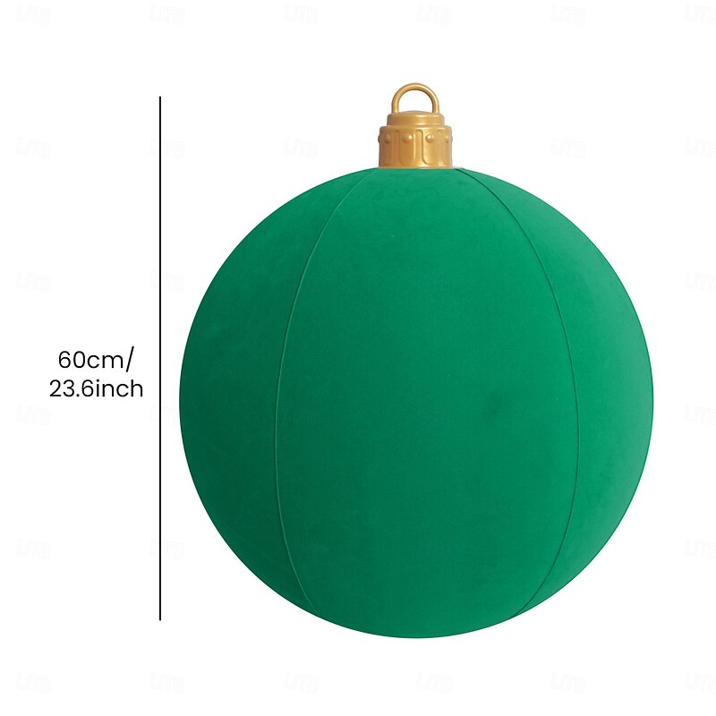 Christmas Outdoor Inflatable Velvet Ball 60cm/24 Inch Large Inflatable Xmas Ornaments, Reusable Blow Up Christmas Decorations for Yard Tree Indoor4