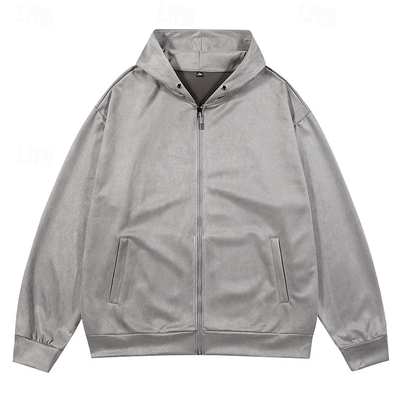 Men's Hoodie Full Zip Hoodie Apricot Black Light Grey Dark Gray Coffee Hooded Plain Zip Up Pocket Sports & Outdoor Casual Daily Streetwear Cool Sportswear Spring &  Fall Clothing Apparel Hoodies2