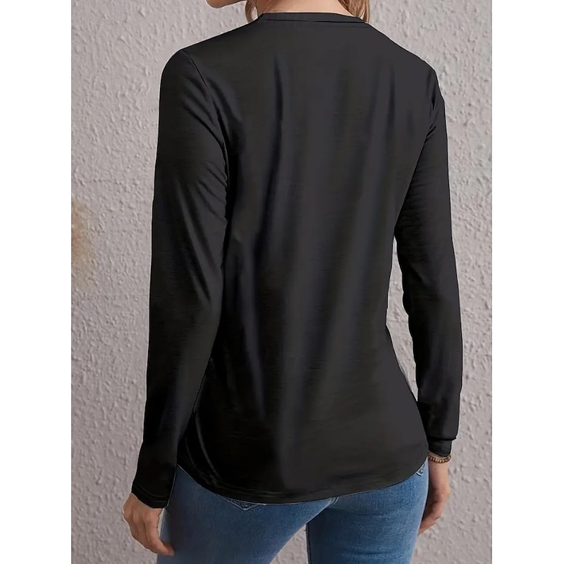 Christmas Women's T Shirt Graphic Letter Cross Vintage Fashion Stylish Long Sleeve Crew Neck Round Neck Regular Tops Daily Weekend Print Black Yellow Red Blue Spring Fall Winter2