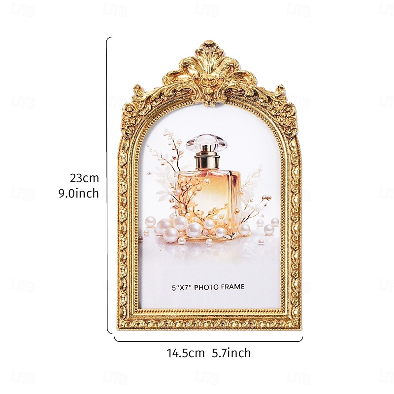 Vintage Gold/Silver Arch Lace Decorative Photo Frame, European-Style Antique Tabletop Home Décor, Perfect for Photo Display, Home Decoration, and Photography Props4