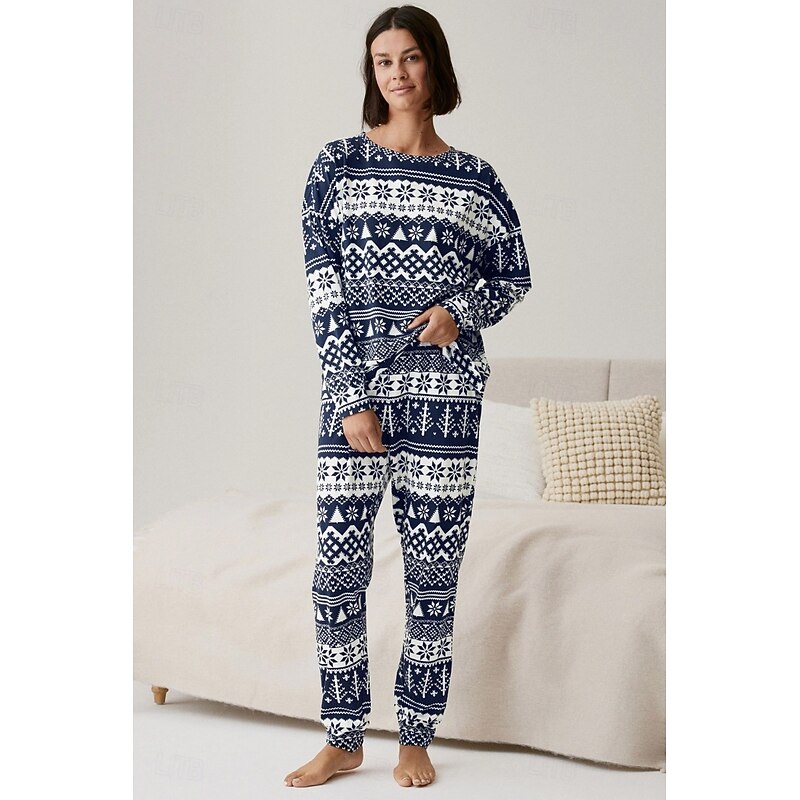 snowflake Family Christmas Pajamas Nightwear Men's Women's Boys' Girls' Family Matching Outfits Sweet Graphic Pattern Adults Kid's Christmas New Year Christmas Eve Home Wear Top Pants4