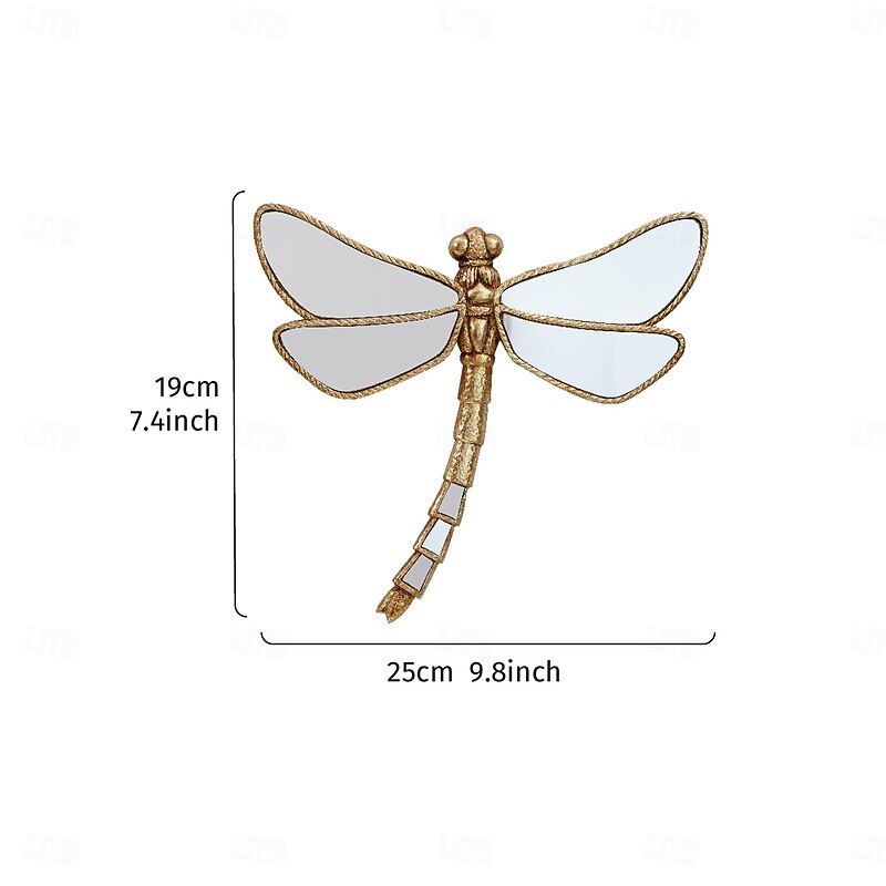 Resin Gold Curved-Tail Dragonfly – Mirror-Finish Insect Wall Decor, Collectible for Insect Enthusiasts, Creative Home, Party, and Furniture Ornament2
