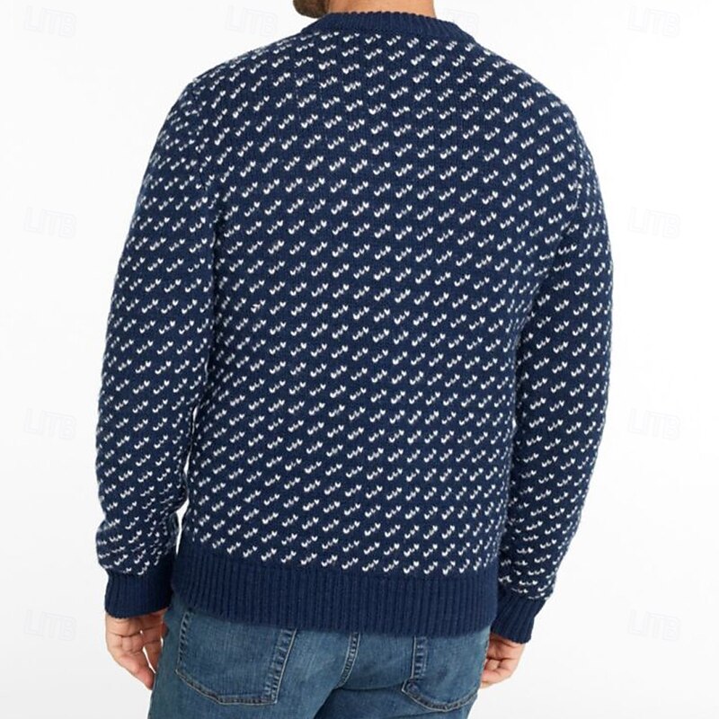 Men's Graphic Fair isle Sweater Pullover Sweater Jumper Knitwear Crewneck Casual Vacation Daily 3D Print Keep Warm Long Sleeve Spring Fall Winter Blue Brown3