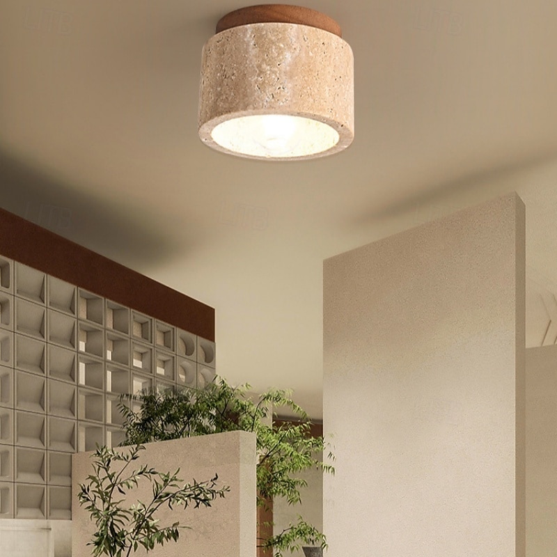 LED Ceiling Light 15cm Stone Flush Mount Lights Ceramic Wood Artistic Style Formal Style Ceilling Light for Corridor 85-256V4