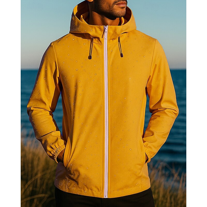 Men's Windbreaker Softshell Jacket Hiking Jacket Outdoor Waterproof Windproof Hiking Outfits Hiking Clothes Autumn / Fall Top Camping / Hiking / Caving Running Solid Color Black White Yellow3
