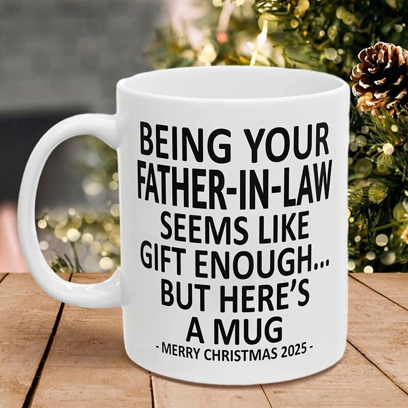 Christmas 2025 Gift Mug Being Your Father-In-Law 11oz Funny Mug Holiday Coffee Cup from Father-In-Law Hilarious Xmas Present Family Birthday Seasonal Drinkware