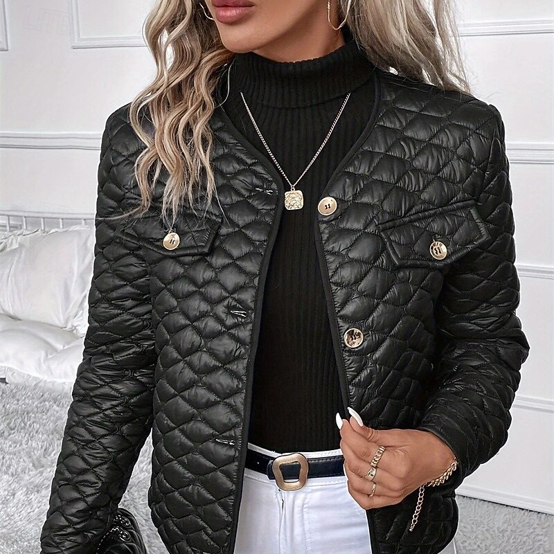 Women's Puffer Jacket Quilted Jacket Casual Jacket Waterproof Comfortable Buttons Casual Plain Vacation Street Casual Daily Wear Single Breasted Long Collarless Regular Fit Sleeveless Outerwear Black2