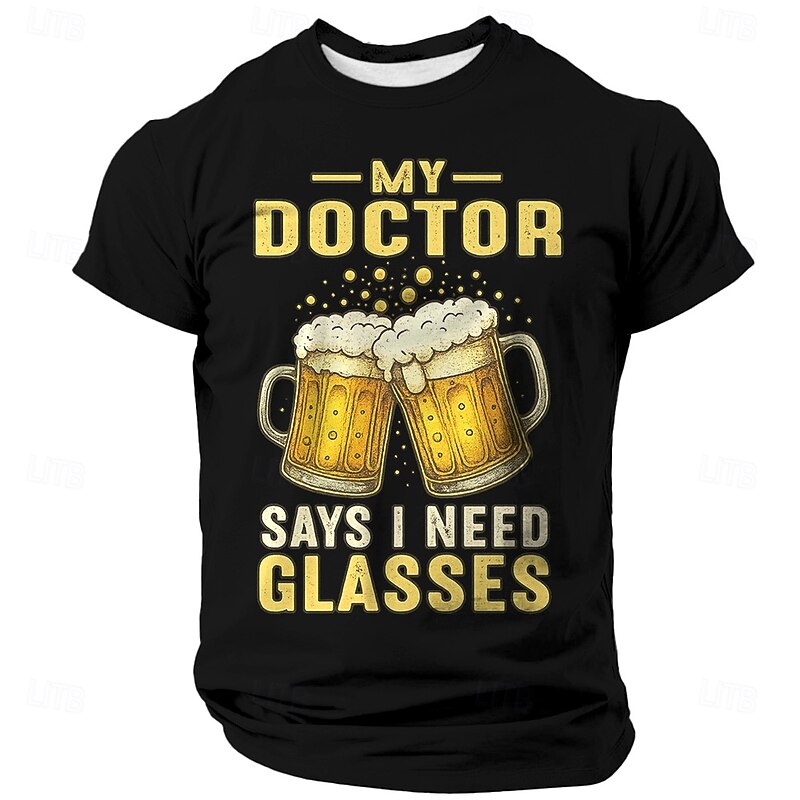 Men's Beer Funny Slang T Shirt Short Sleeve T shirt 3D Print Crew Neck Shirt Fashion Daily Street Daily Black Red Blue Summer Spring Clothing Apparel S M L XL XXL XXXL