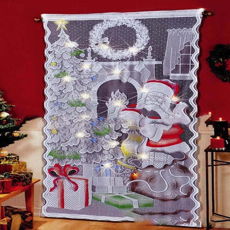 Christmas Tree Backdrop, Green Xmas Curtain for Holiday Decoration, Creative Background Cloth for Family Party, Doorway Hanging Decor2