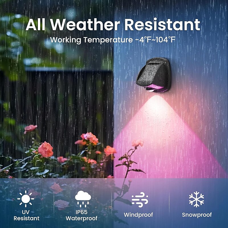 2/4PCS Solar LED Wall Washer Light Warm White Light RGB Lighting Solar Wall Light Outdoor Garden Porch Fence Christmas Landscape Decoration3