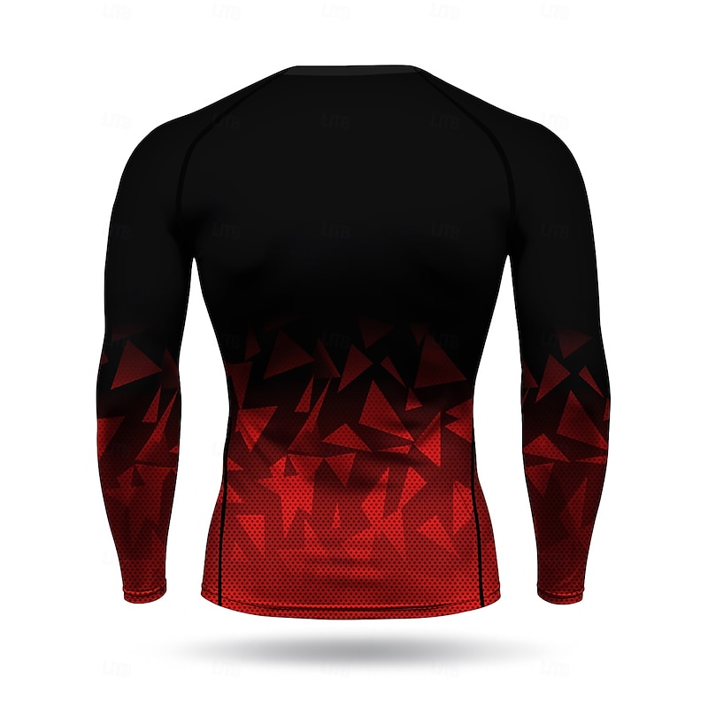 Men's Running T-Shirt Athletic Shirt Gym Shirt Fitness Shirt Workout Shirt Clashing Colors Long Sleeve Tee Tshirt Geometric UPF 50 UV Resistant Soft Sweat wicking Mountain Bike / MTB Gym Workout2