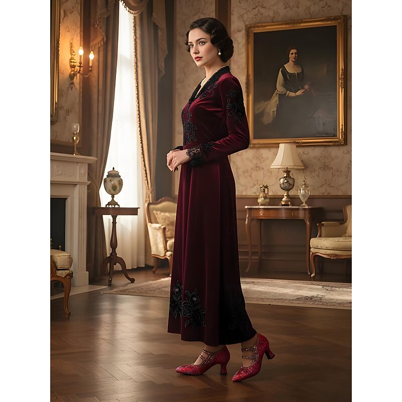 Women's 1920s Vintage Jacquard Mary Jane Heels - Edwardian Double Strap Dress Shoes with Buttons for Ladies' Tea Parties, Weddings and Gatsby Events3