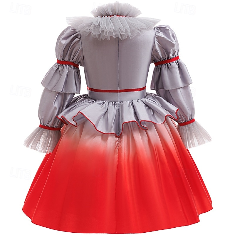 Scary Costume Dress Fancy Costume Clown Pennywise Fancy Dress Girls' Halloween Carnival Performance Party Kid's Dress4