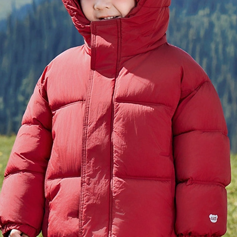 Kids Unisex Down Jacket Puffer Jacket Outerwear Solid Color Long Sleeve Zipper Pocket Lightweight Comfort Keep Warm Coat Outdoor Daily Basic Black Red Blue Fall Winter 4 years+3
