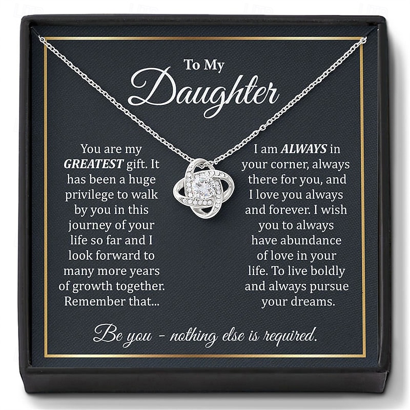 To My Daughter Necklace, Christmas Gift for Girls with Message Card Box, Birthday Jewelry Present, Graduation Keepsake, Valentines Day Gift from Mom or Dad2