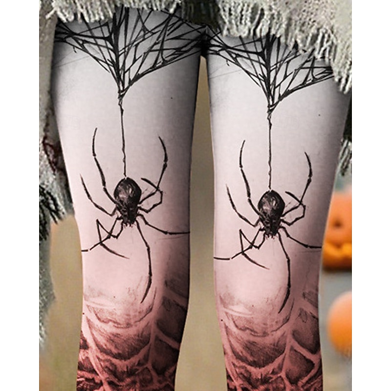 Women's Leggings Cozy Leggings Vacation Basic Casual Ankle-Length High WaistPantsHalloween Graphic Printing Thermal Warm Comfortable Stretchy Vacation Casual Daily Red Fall Winter Slim Fit3